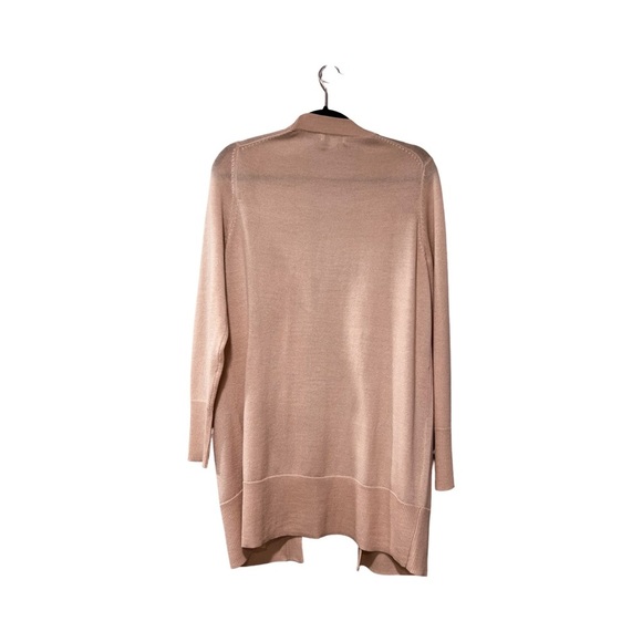 NORDSTROM Wool Blend Long Slim Open Cardigan Salmon Knit Sweater Sz S - Picture 3 of 4